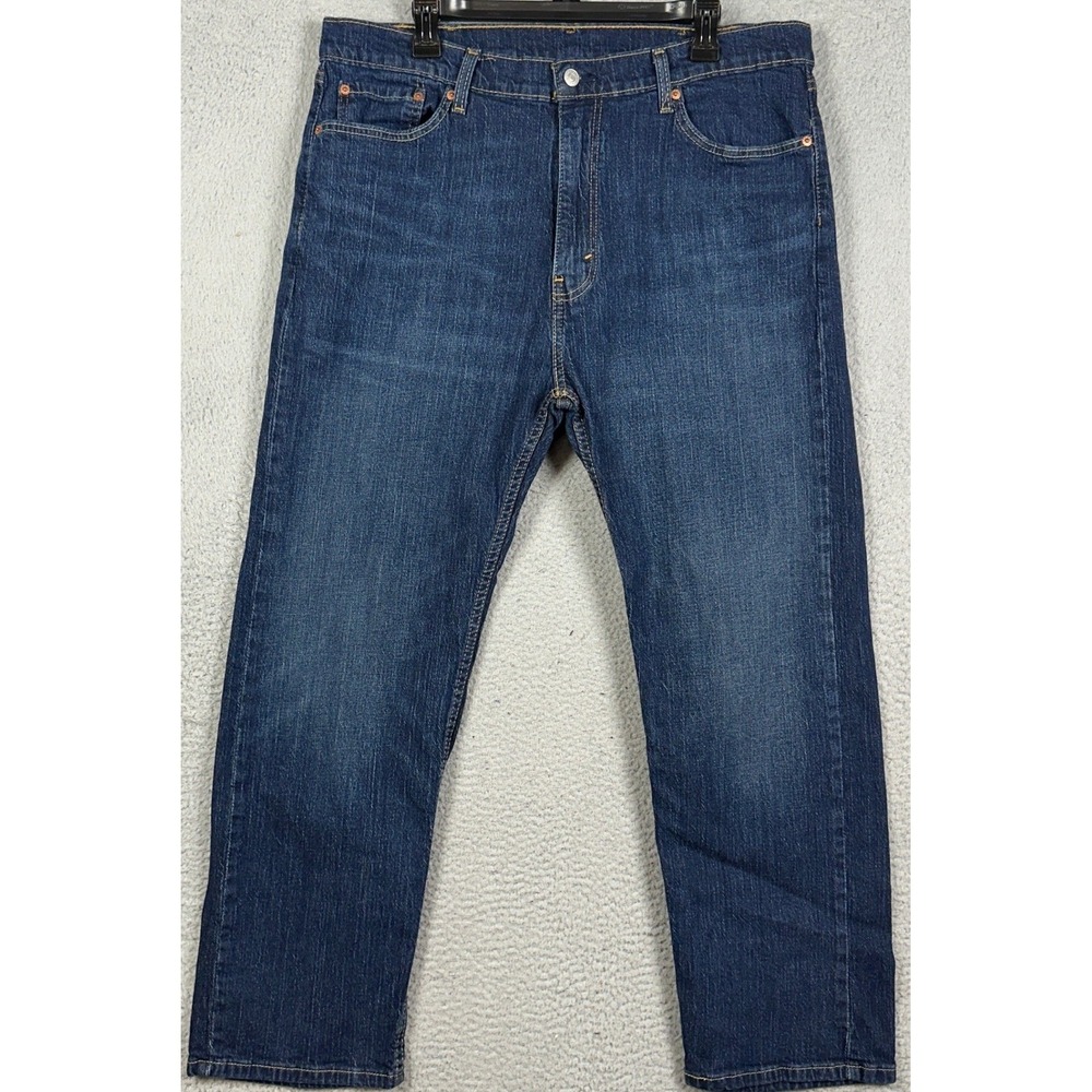 Levis 505 Jeans Men 40X30 Blue Regular Fit Straight Leg Denim Dark Wash 5-Pocket